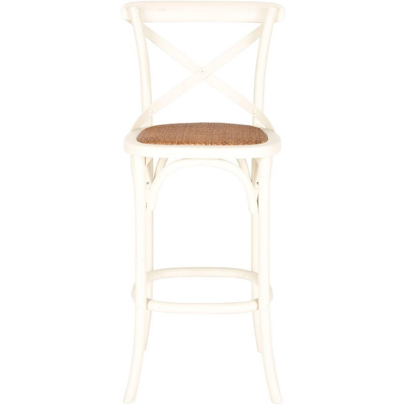 Franklin 44" Antique White Wood Bar Stool with Rattan Seat