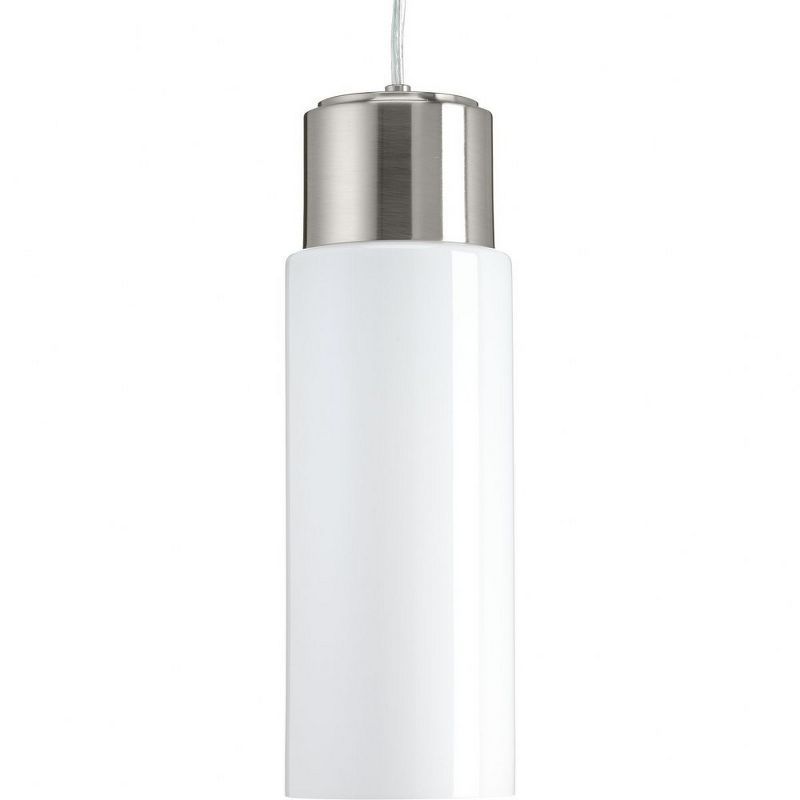 Brushed Nickel LED Pendant with Polished Opal Glass Shade