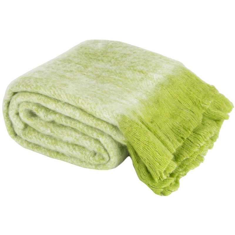 Contemporary Green Wool Throw Blanket 70" x 50"