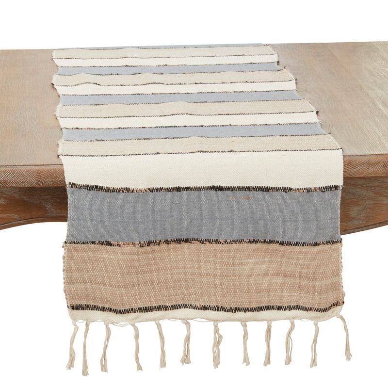 Boho Chic Fringed Multicolor Cotton Table Runner