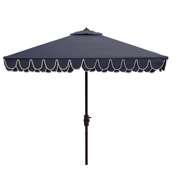 Elegant Navy and White 7.5 Ft Square Patio Umbrella with Valance