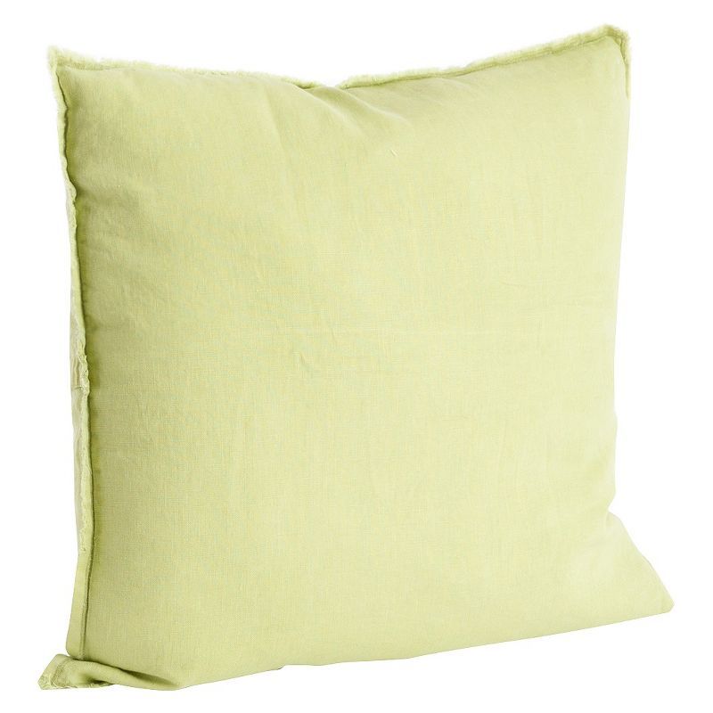 Chartreuse Linen Square Throw Pillow with Fringed Edges