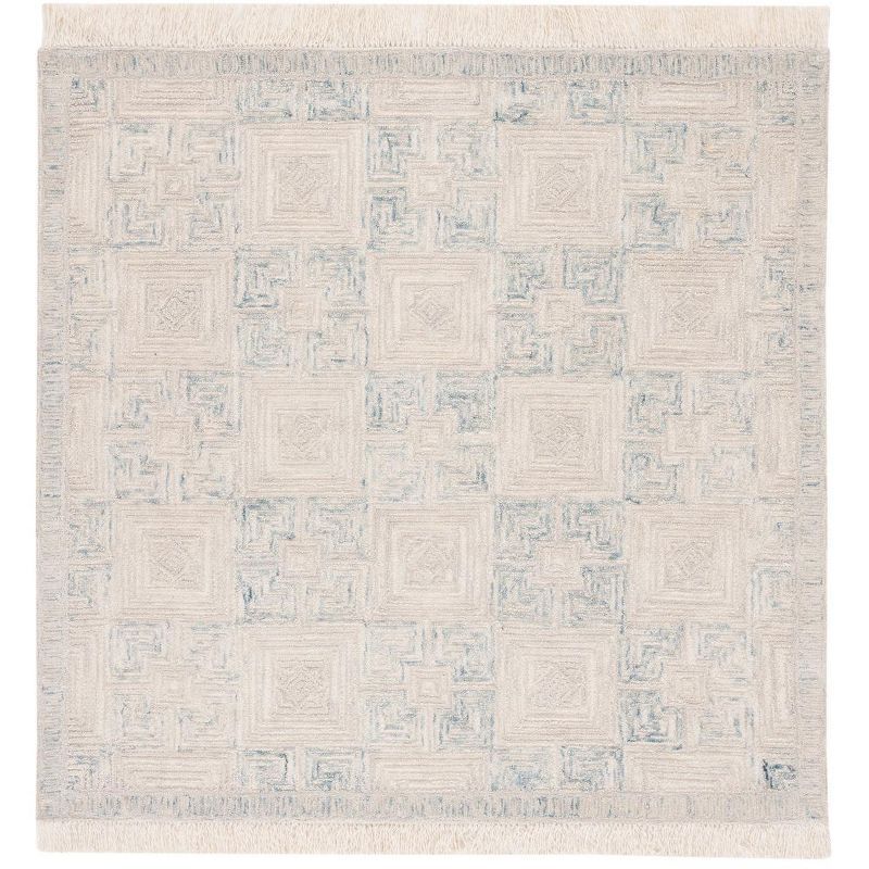 Ivory Hand-Tufted Wool Square Area Rug, 6' x 6'