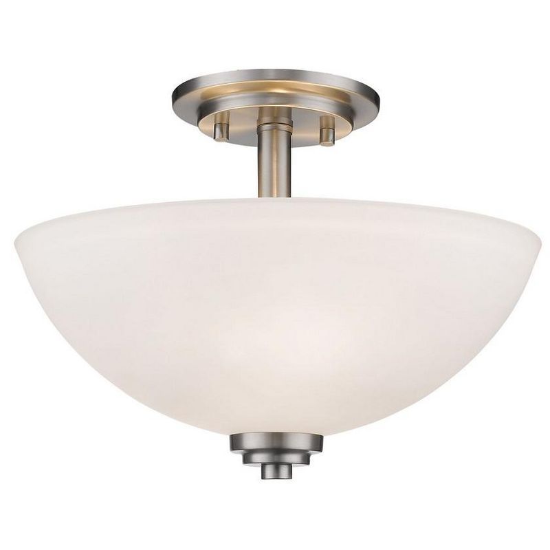 Ashton 3-Light Brushed Nickel Semi-Flush Mount with Matte Opal Shade