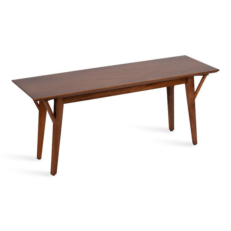 McCutcheon Solid Mango Wood Mid-Century Bench, 45" Brown