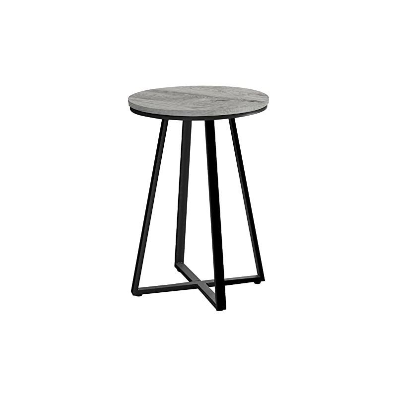 Gray and Black Round Metal and Wood Accent Table