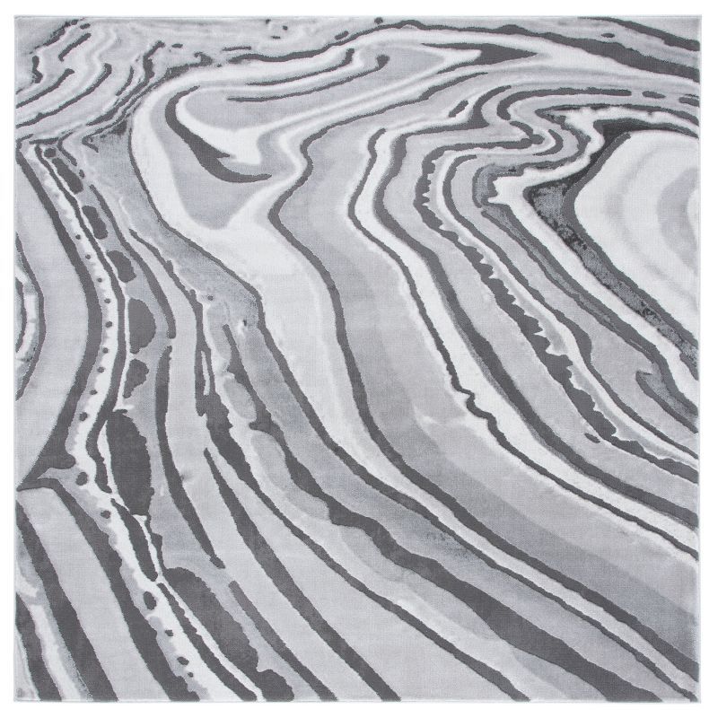 Luis Light Grey and Gray Square Synthetic Area Rug
