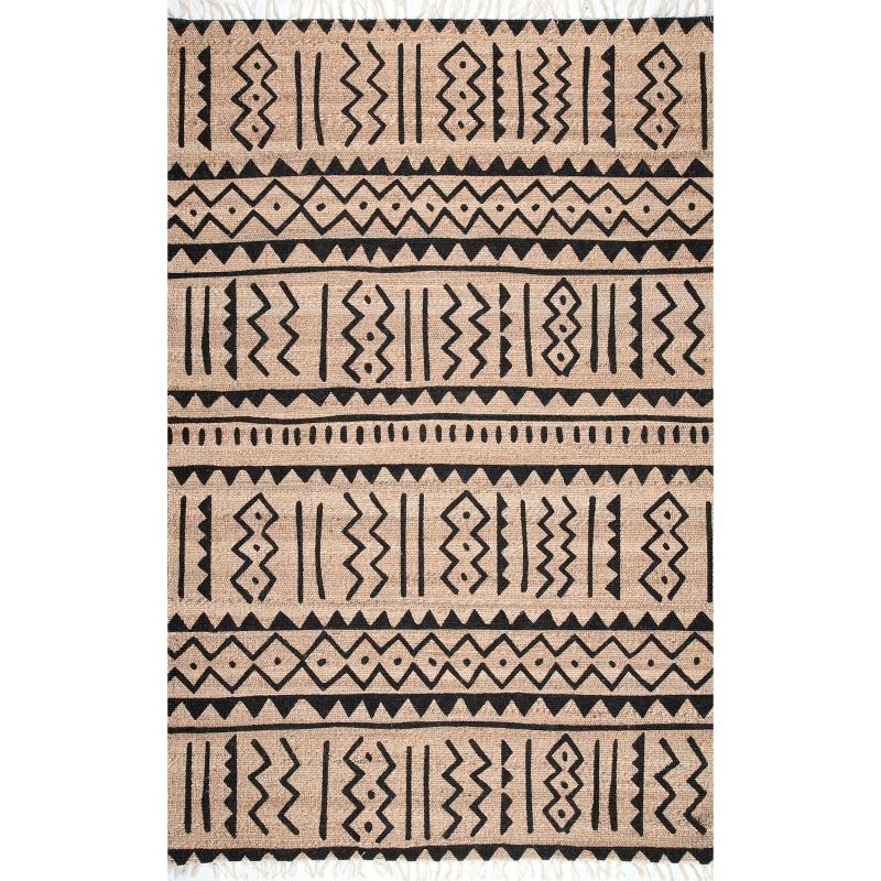 Handmade Adriana Cotton Tribal Fringe 4' x 6' Area Rug, Natural