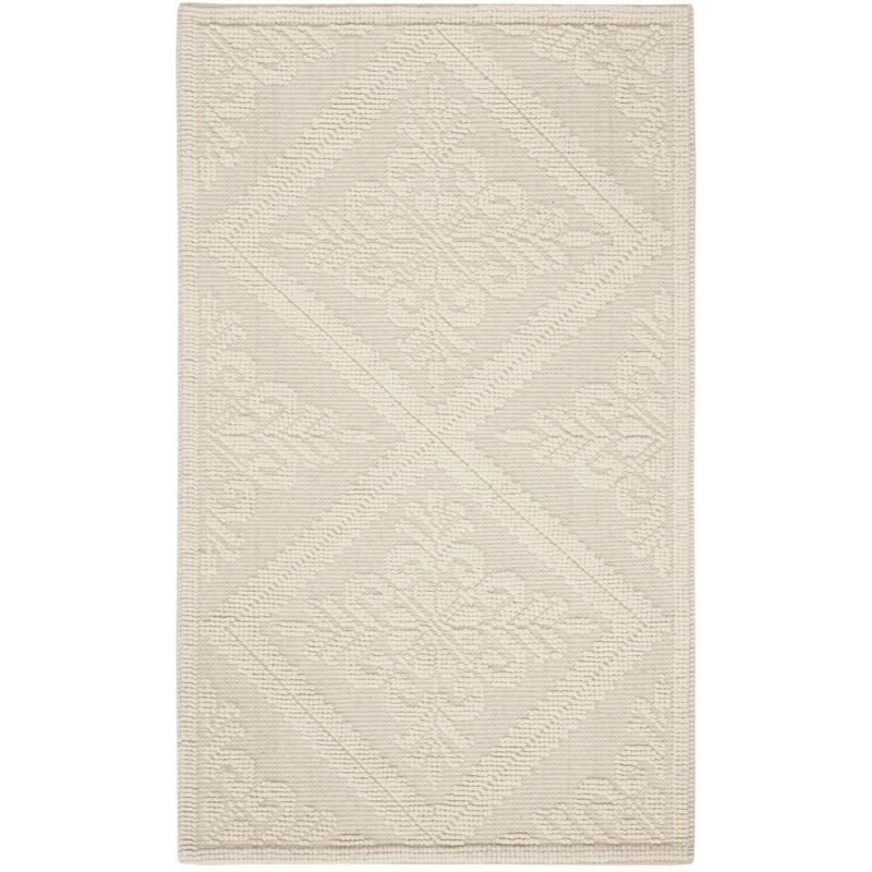 Ivory Tufted Handmade Wool 3' x 5' Area Rug