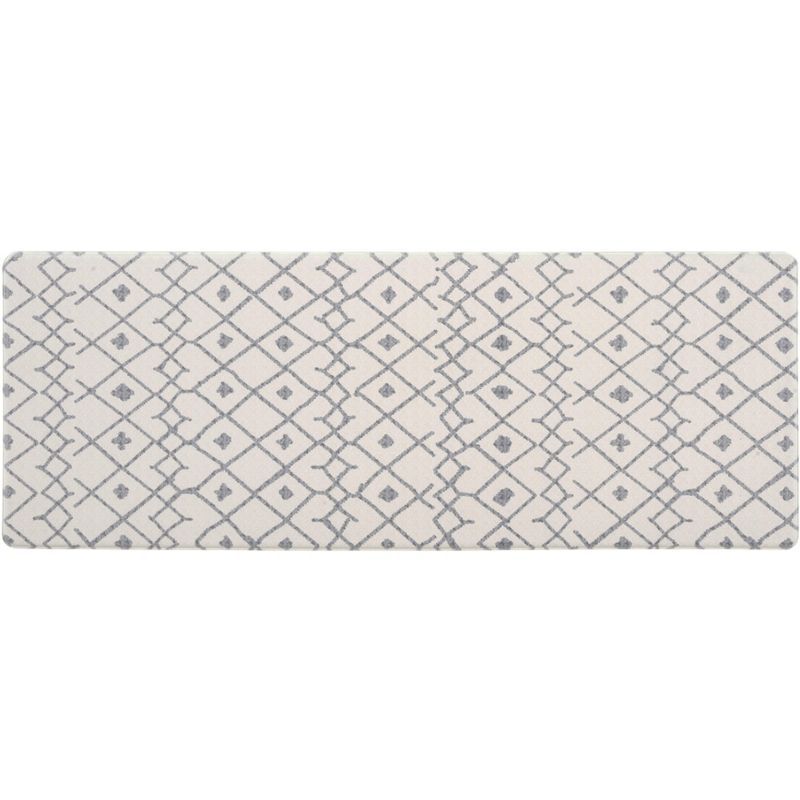 Cream and Gray Modern Boho Trellis Anti-Fatigue Mat 18" x 47"