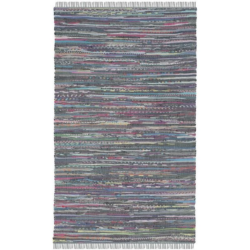 Aqua and Multicolor Handwoven Cotton Flatweave Area Rug