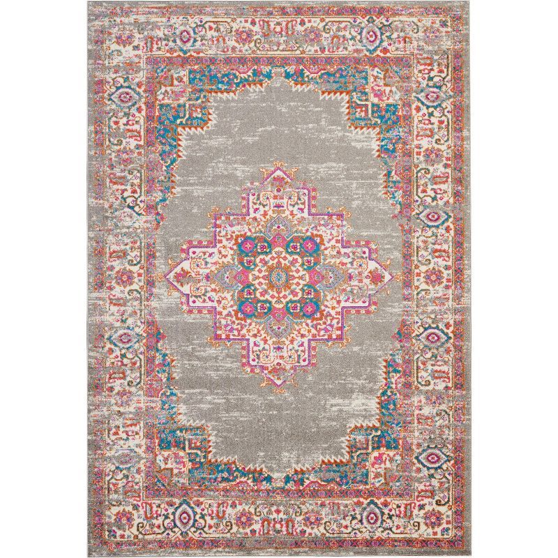 Gray Geometric Synthetic 8' x 10' Reversible Area Rug