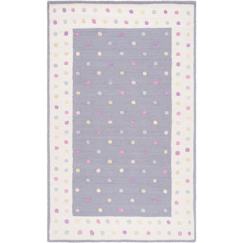 Gray and White Hand-Tufted Wool Kids' Area Rug