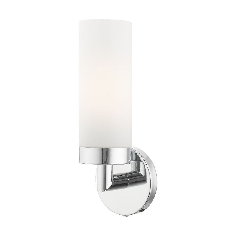 Sleek Urban Aero Chrome Wall Sconce with White Glass Shade