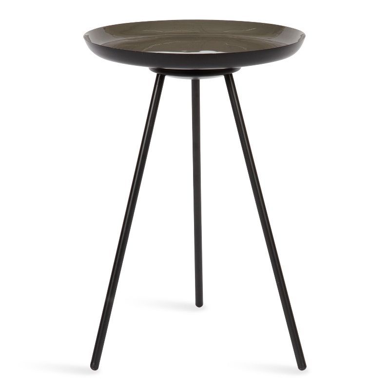 Laranya 15" Round Black and Brown Metal Side Table