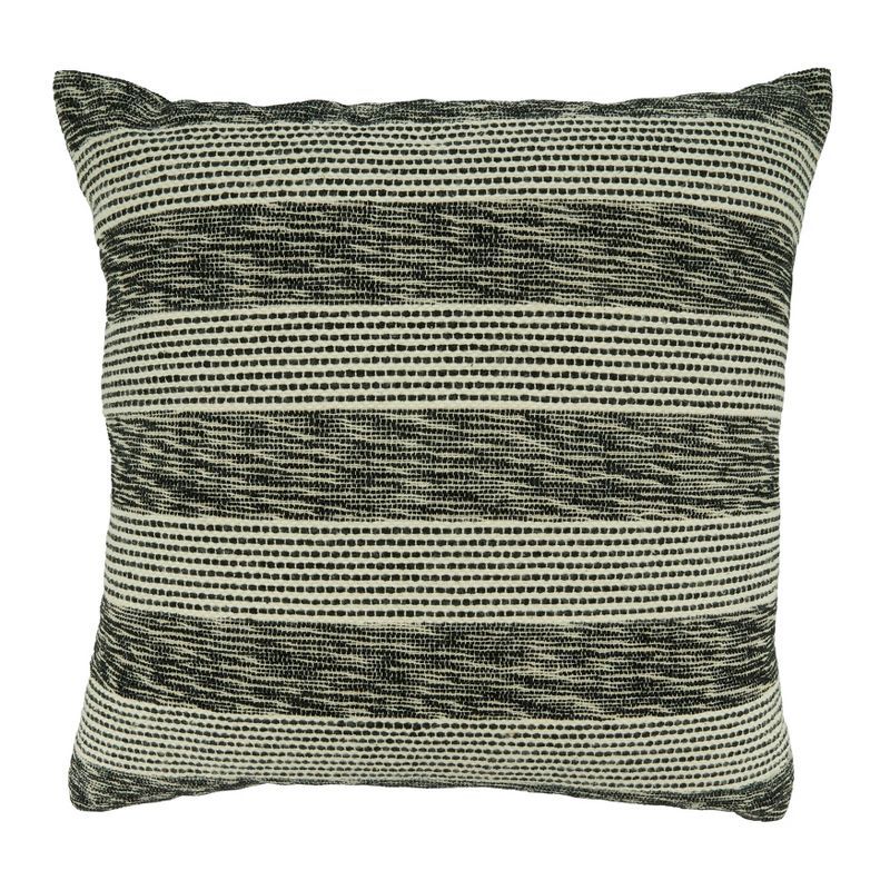 Black and White Striped Cotton Throw Pillow