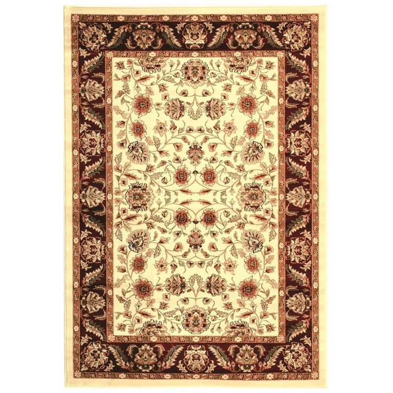 Ivory and Red Floral Synthetic 6' x 9' Area Rug