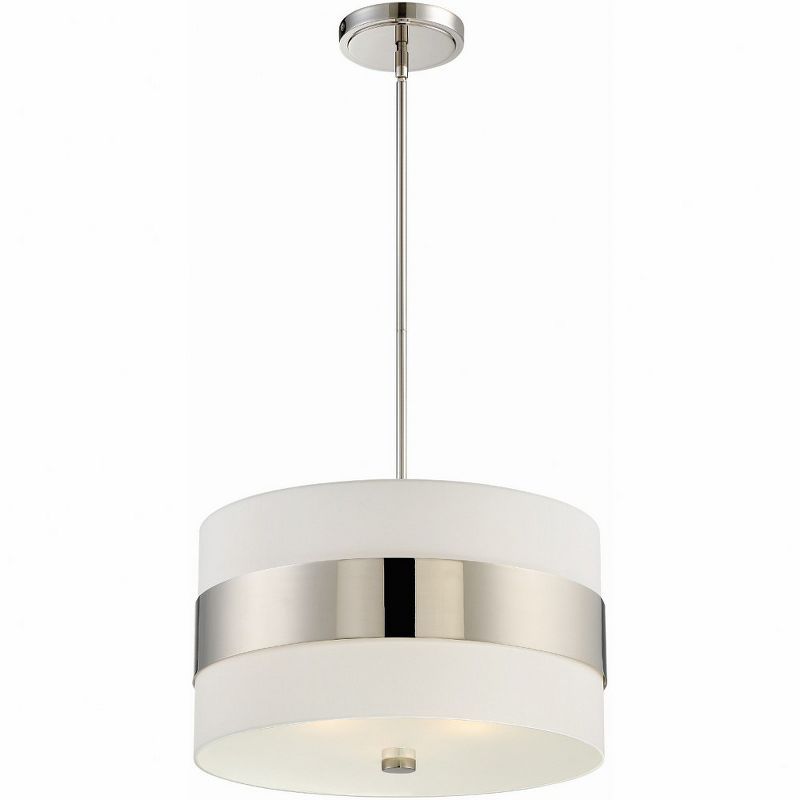 Mini Crystal Elegance 3-Light Polished Nickel Chandelier with Silk Shade