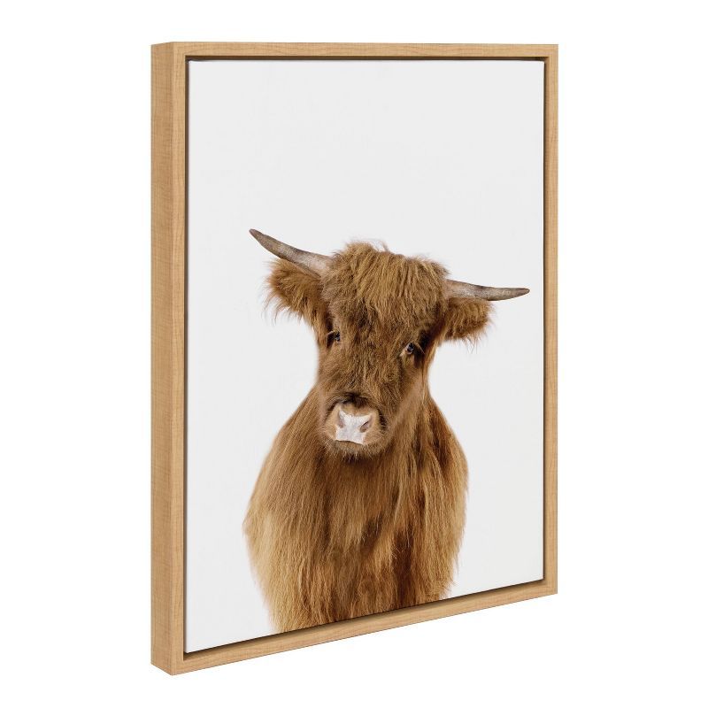 Natural Highland Cow Print on Canvas with Polystyrene Frame