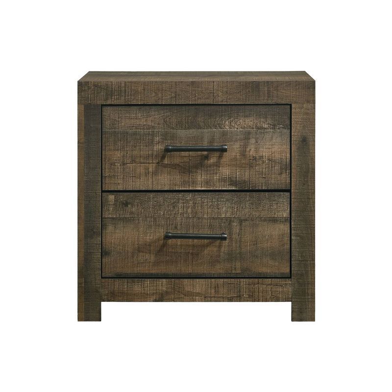 Rustic Brown 2-Drawer Solid Wood Nightstand