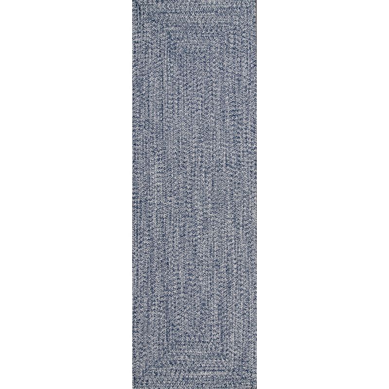 Handmade Braided Light Blue Indoor/Outdoor Runner Rug, 2' 6" x 8'