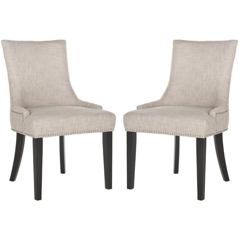 Gray Linen Upholstered Parsons Dining Chairs, Set of 2