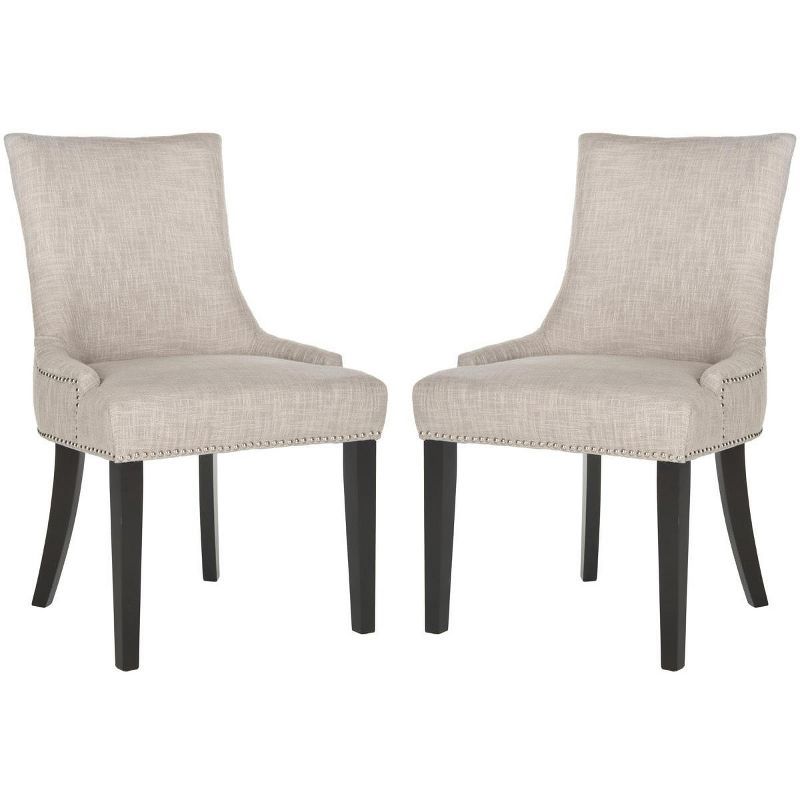 Gray Linen Upholstered Parsons Dining Chairs, Set of 2