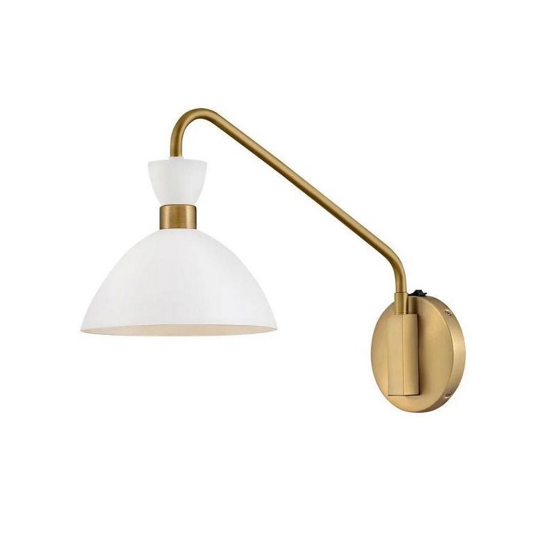 Simon Matte White & Heritage Brass Adjustable 1-Light Sconce