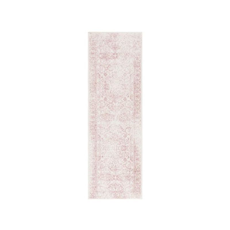 Ivory and Rose Floral Hand-knotted Runner Rug