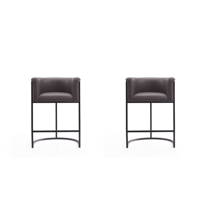 Set of 2 Pebble Faux Leather Metal Counter Stools