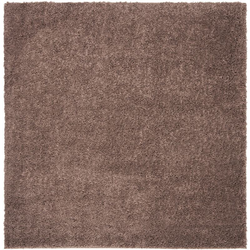 Taupe Square Shag Comfort Area Rug 59" Synthetic Easy Care