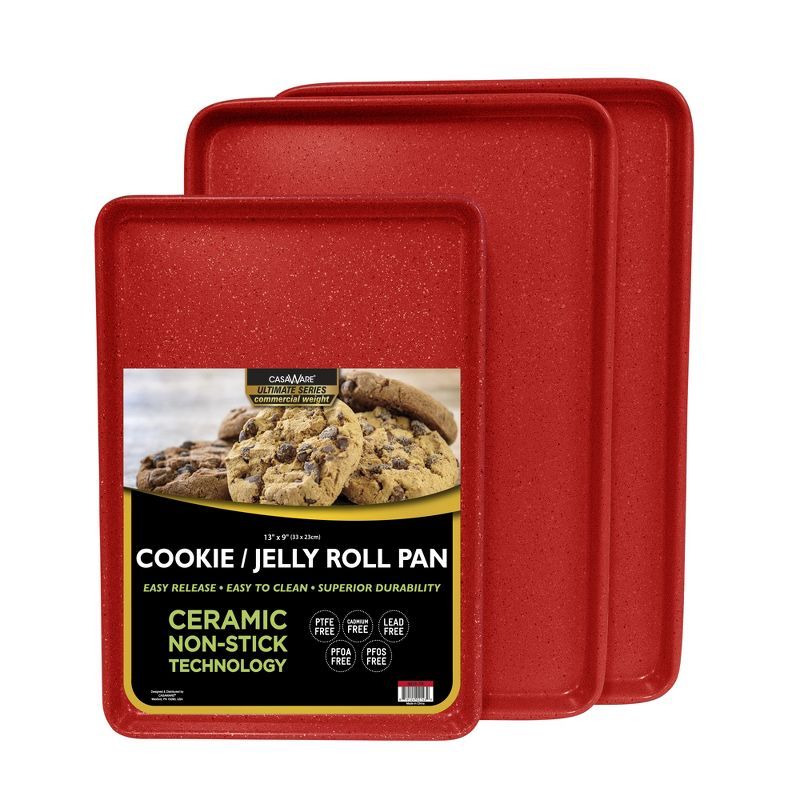 Red Granite Non-Stick Carbon Steel Cookie Sheet Set