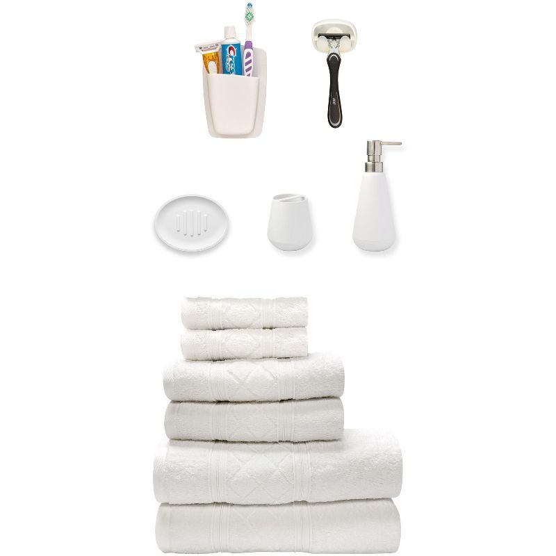 White 11-Piece Bathroom Essentials Set with Cotton Towels