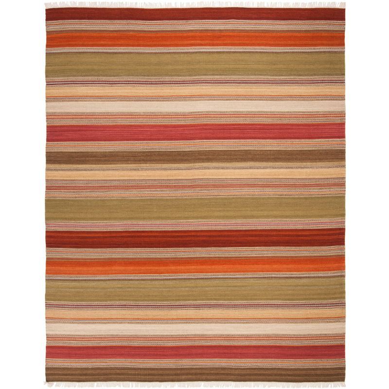 Handwoven Multicolor Stripe Wool 8' x 10' Area Rug