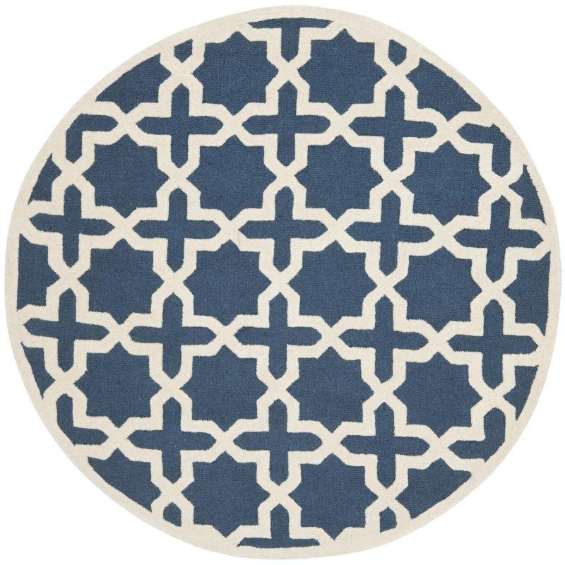 Hand-tufted Classic Blue Wool 47" Round Area Rug