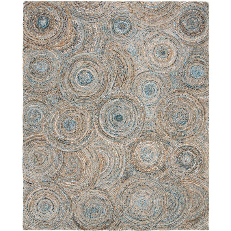 Boho-Chic Blue Abstract Handmade Flat Woven 8' x 10' Area Rug