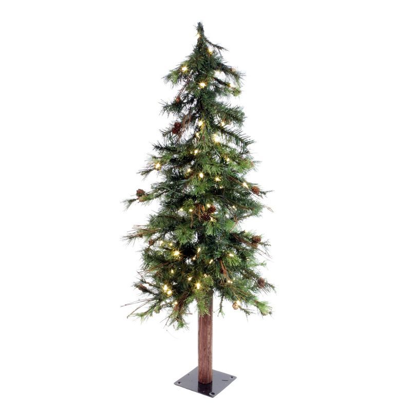 4' Green Pine Artificial Christmas Tree with Warm White LED Lights