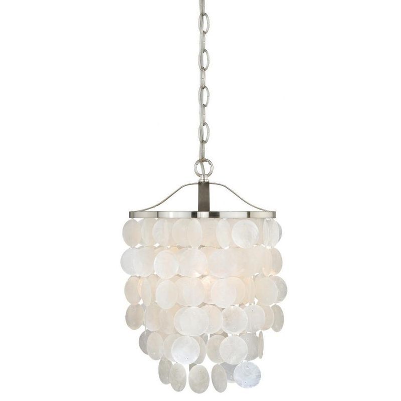 Elsa Capiz Shell Satin Nickel 18" Pendant Light