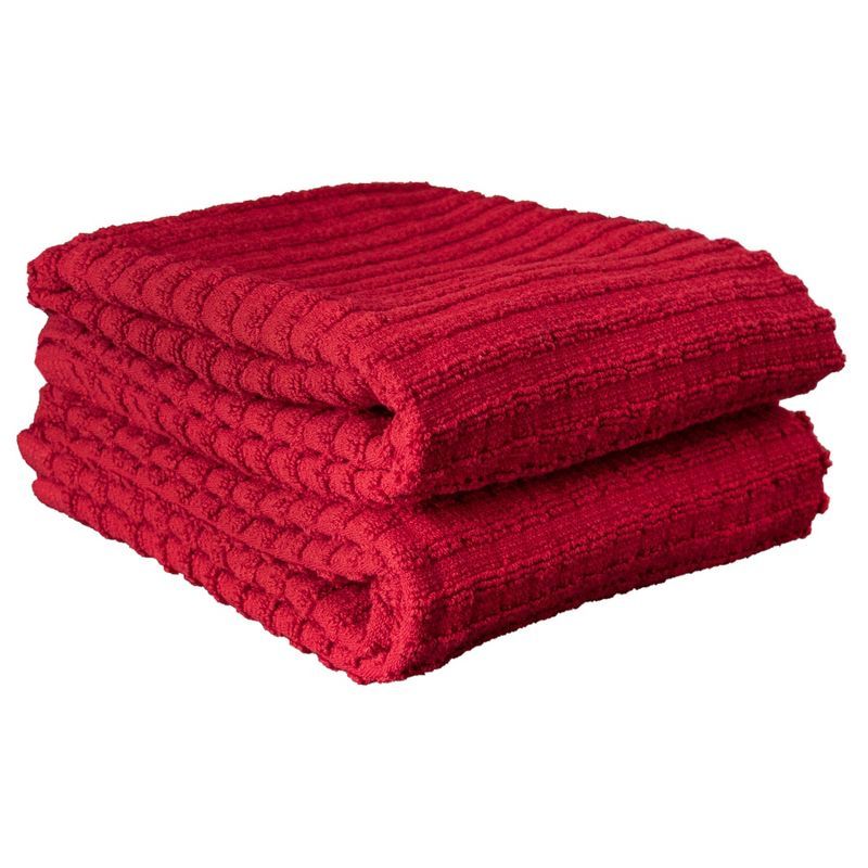 Paprika Red Terry Cotton Kitchen Towel Set, 2-Pack