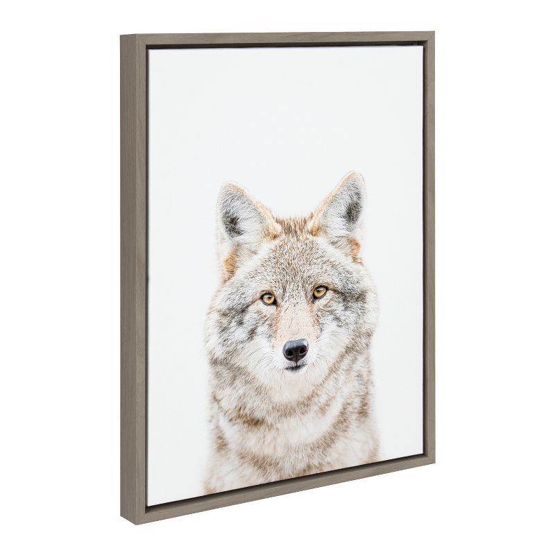 Gray Wolf Portrait Framed Canvas Wall Art, 18x24