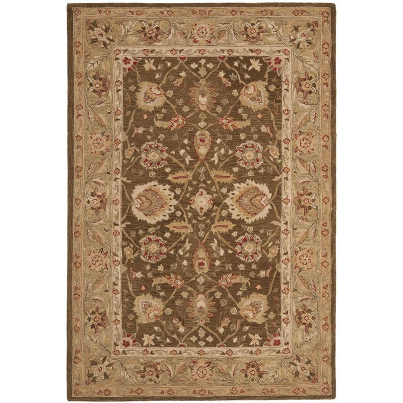 Handmade Brown and Green Wool 6' x 9' Tufted Area Rug