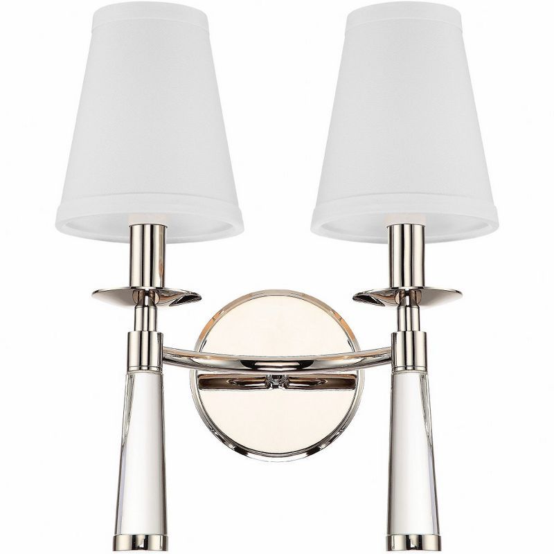 Baxter Polished Nickel 2-Light Sconce with White Silk Shade