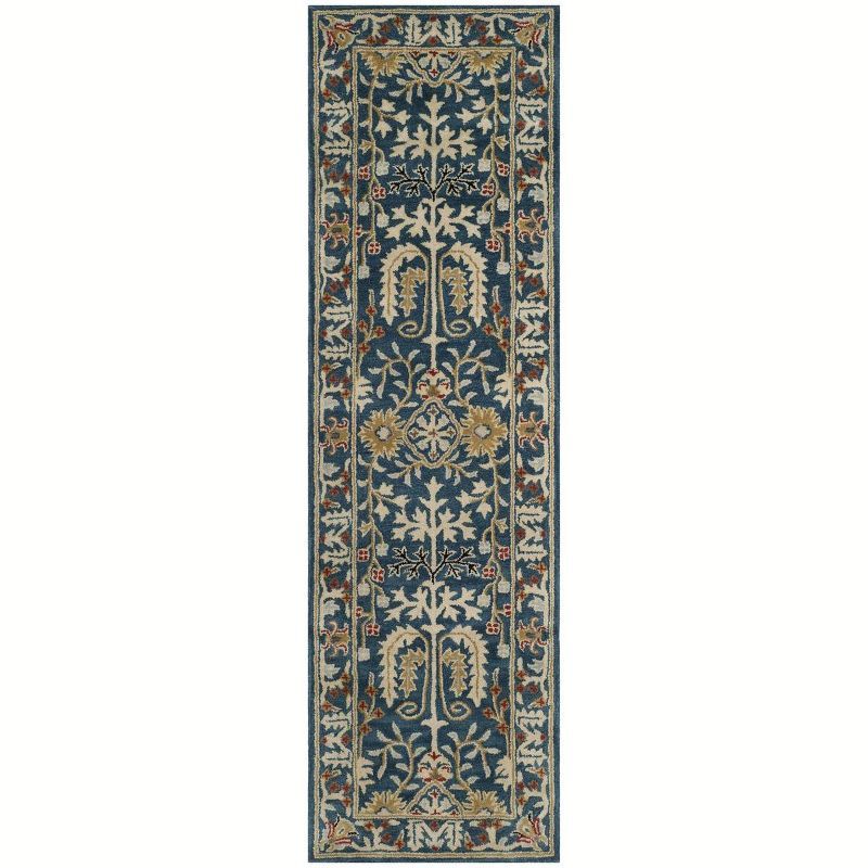 Antiquity Hand-Tufted Dark Blue Wool Runner Rug