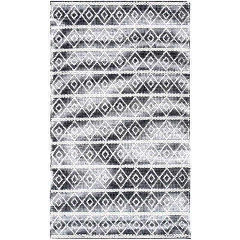 Natura 3' x 5' Ivory and Black Wool Area Rug