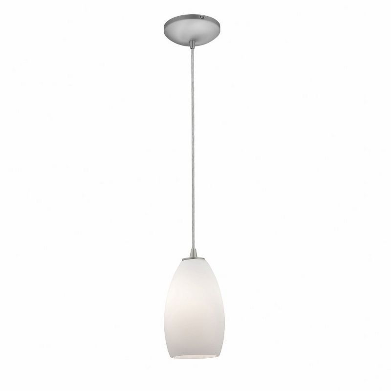 Opal Glass Brushed Steel 9" Pendant Light