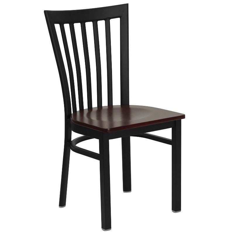 Black and Mahogany High Back Metal Side Chair