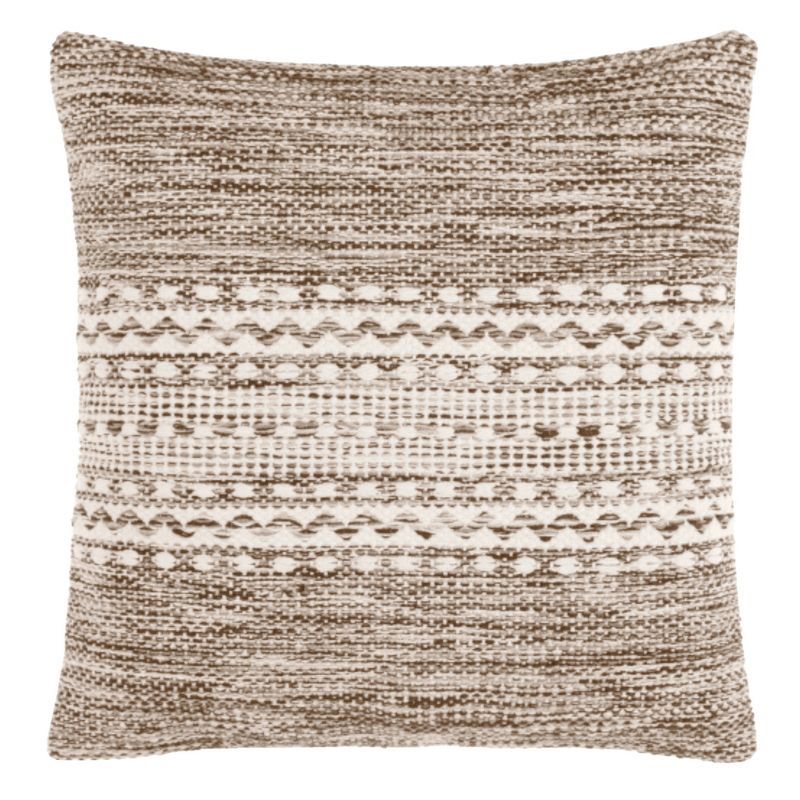 Ciara Taupe Handmade Cotton Decorative Pillow Cover, 18" x 18"