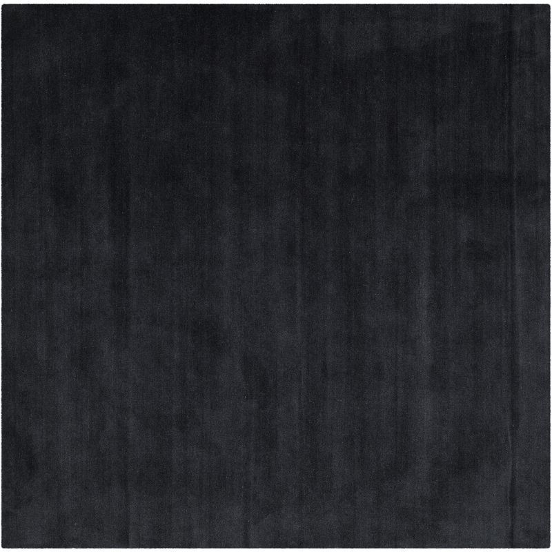 Elegant Tufted Handmade Square Black Wool Accent Rug