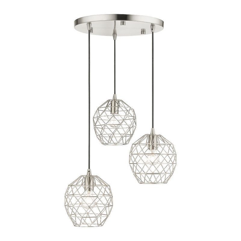 Geometrix Brushed Nickel 3-Light Indoor/Outdoor Pendant