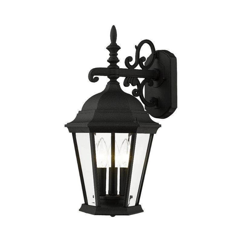 Hamilton Textured Black Aluminum 3-Light Outdoor Wall Lantern